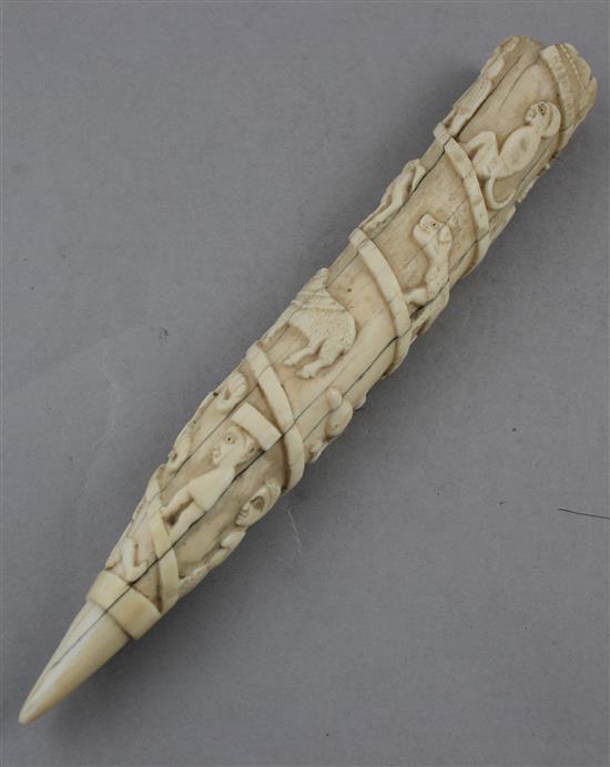 A late 19th / early 20th century West African tusk carving, Loango Coast, 11in.